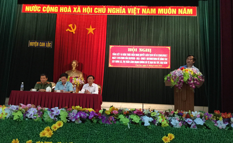 Can Lộc tổ chức Hội nghị Tổng kết 10 năm thực hiện công tác xây dựng xã, phường, thị trấn lành mạnh không có tệ nạn ma túy, mại dâm